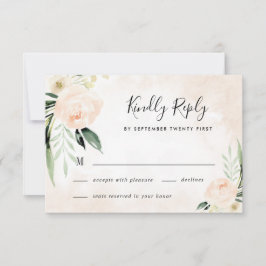 Blush Pink Floral Eleganter Champagner Garten Hoch RSVP Karte