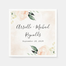 Blush Pink Floral Eleganter Champagner Garten Hoch Serviette