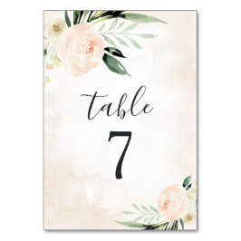 Blush Pink Floral Eleganter Champagner Garten Hoch Tischnummer