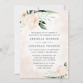 Blush Pink Floral Eleganter Garten Engagement Part Einladung