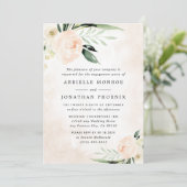 Blush Pink Floral Eleganter Garten Engagement Part Einladung (Stehend Vorderseite)