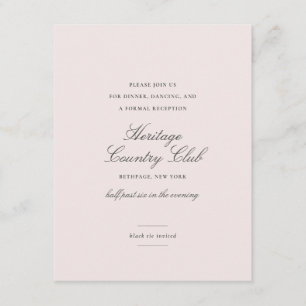 Blush Pink Floral Eleganter Hochzeitsstil Empfang Begleitkarte
