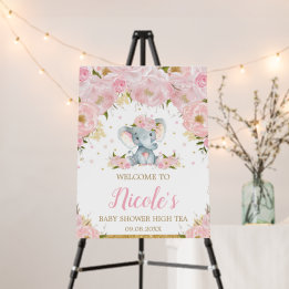 Blush Pink Floral Elephant Baby Dusche Empfang