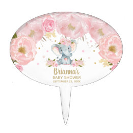 Blush Pink Floral Elephant Baby Dusche Geburtstag Kuchenaufsatz