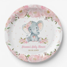 Blush Pink Floral Elephant Baby Dusche Geburtstag