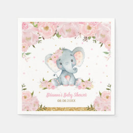 Blush Pink Floral Elephant Baby Dusche Geburtstag  Serviette