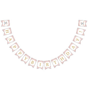 Blush Pink Floral Elephant Geburtstagsdusche Wimpelkette