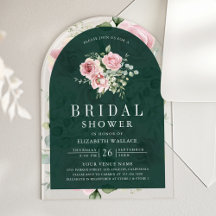 Blush Pink Floral Emerald Green Bridal Shower