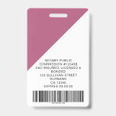 Blush Pink Floral Employee Foto Logo Barcode Ausweis (Rückseite)