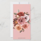 Blush Pink Floral Erste Kommune Lesezeichen Gefall Dankeskarte (Rückseite)
