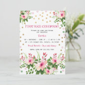 Blush Pink Floral Erster Reis Zeremonie Annaprasha Einladung (Stehend Vorderseite)