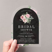 Blush Pink Floral Eucalyptus Black Bridal Shower Acryleinladungen (Insitu (Handheld))