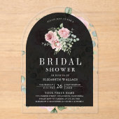 Blush Pink Floral Eucalyptus Black Bridal Shower Acryleinladungen (Vorderseite)