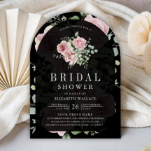 Blush Pink Floral Eucalyptus Black Bridal Shower