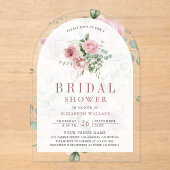 Blush Pink Floral Eucalyptus Bridal Shower Acryleinladungen (Vorderseite)