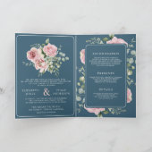 Blush Pink Floral Eucalyptus Dusty Blue Wedding Einladung (Innenseite)