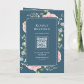 Blush Pink Floral Eucalyptus Dusty Blue Wedding Einladung (Rückseite)
