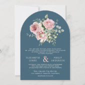 Blush Pink Floral Eucalyptus Dusty Blue Wedding Einladung (Vorderseite)