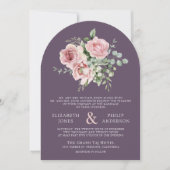 Blush Pink Floral Eucalyptus Dusty Purple Wedding Einladung (Vorderseite)