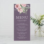 Blush Pink Floral Eucalyptus Dusty Purple Wedding Menükarte (Stehend Vorderseite)