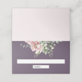 Blush Pink Floral Eucalyptus Dusty Purple Wedding Platzkarte (Außenseite Aufgefaltet)