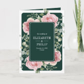 Blush Pink Floral Eucalyptus Emerald Green Wedding Einladung (Vorderseite)