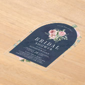 Blush Pink Floral Eucalyptus Navy Bridal Shower Acryleinladungen (Ablage )