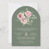 Blush Pink Floral Eucalyptus Sage Green Wedding Einladung (Vorderseite)