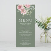 Blush Pink Floral Eucalyptus Sage Green Wedding Menükarte (Stehend Vorderseite)