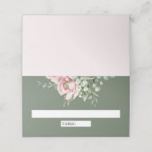 Blush Pink Floral Eucalyptus Sage Green Wedding Platzkarte (Außenseite Aufgefaltet)