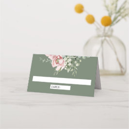 Blush Pink Floral Eucalyptus Sage Green Wedding Platzkarte