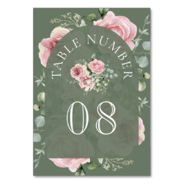 Blush Pink Floral Eucalyptus Sage Green Wedding Tischnummer