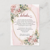 Blush Pink Floral Eucalyptus Wedding Details Card Begleitkarte (Vorderseite)