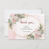 Blush Pink Floral Eucalyptus Wedding Thank You Dankeskarte (Vorderseite)