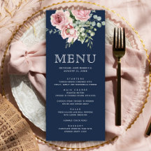 Blush Pink Floral Eukalyptus Navy Blue Wedding