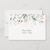 Blush Pink Floral & Eukalyptus ni Mahlzeiten UAWG RSVP Karte (Rückseite)