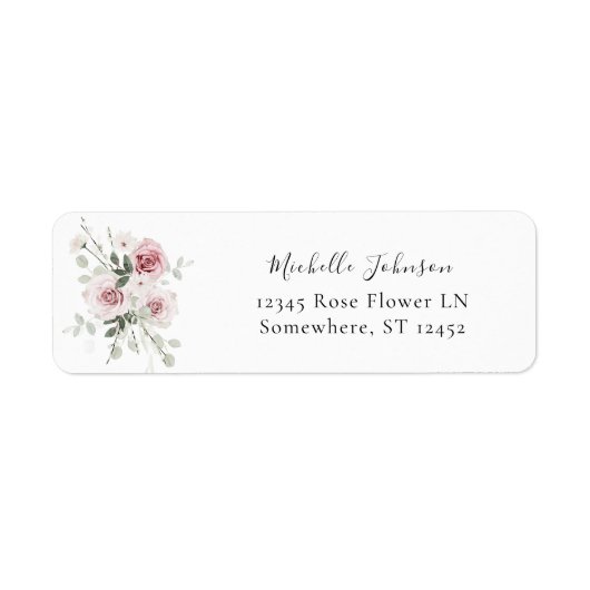 Blush Pink Floral & Eukalyptus Rücksendeadresse (Vorne)