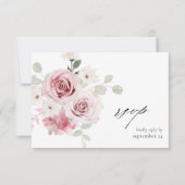 Blush Pink Floral & Eukalyptus w Mahlzeit UAWG 2 RSVP Karte (Vorderseite)