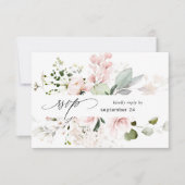 Blush Pink Floral & Eukalyptus w Meal RSVP Karte 2 (Vorderseite)