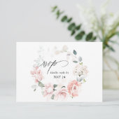 Blush Pink Floral & Eukalyptus w Meal RSVP Karte 3 (Stehend Vorderseite)
