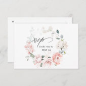 Blush Pink Floral & Eukalyptus w Meal RSVP Karte 3 (Vorne/Hinten)