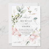 Blush Pink Floral & Eukalyptus Wedding B Einladung (Vorderseite)
