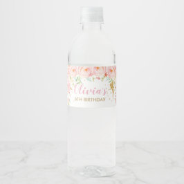 Blush Pink Floral Fairy Birthday Baby Dusche Wasserflaschenetikett