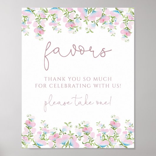 Blush Pink Floral Favoriten Zeichen Poster (Vorne)