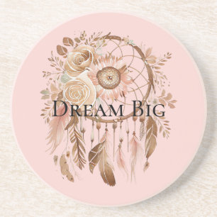Blush Pink Floral Feathers Dream Catcher Getränkeuntersetzer