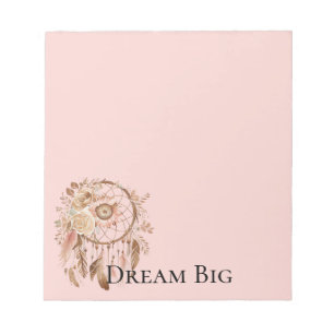 Blush Pink Floral Feathers Dream Catcher Notizblock