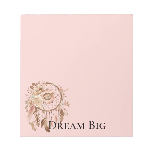 Blush Pink Floral Feathers Dream Catcher Notizblock (Vorderseite)