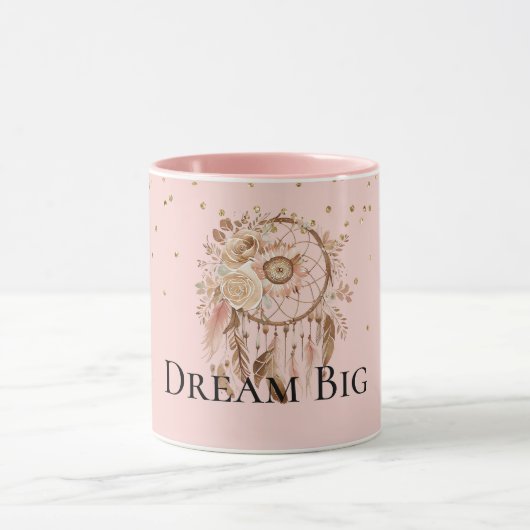 Blush Pink Floral Feathers Dream Catcher Tasse (Zentrum)