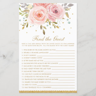 Blush Pink Floral Finden Sie das Baby Duschspiel
