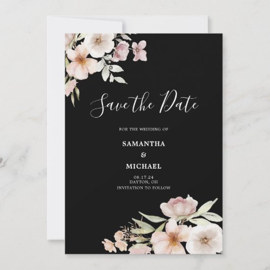 Blush Pink Floral Floral Save the Date Karte (Vorderseite)